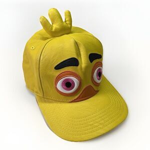 Five Nights at Freddy’s Chica Hat 3D Plush Snapback Yellow Faux Leather FNAF Cap
